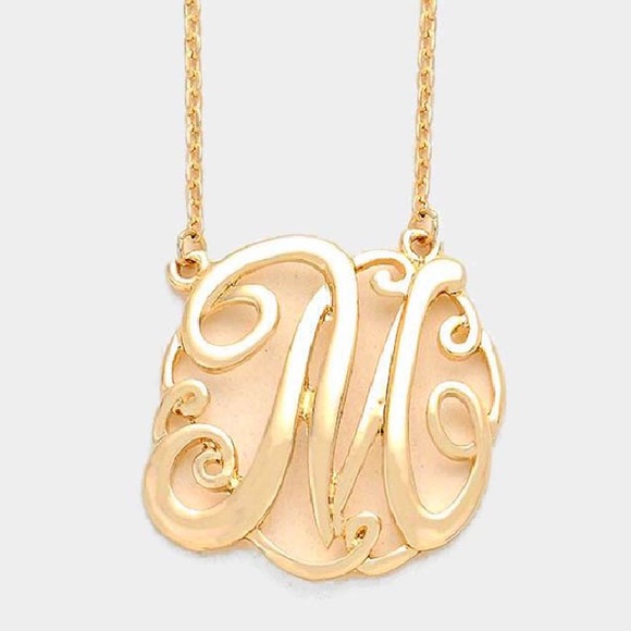 Letter “M” Monogram Script Necklace Set - Picture 1 of 3